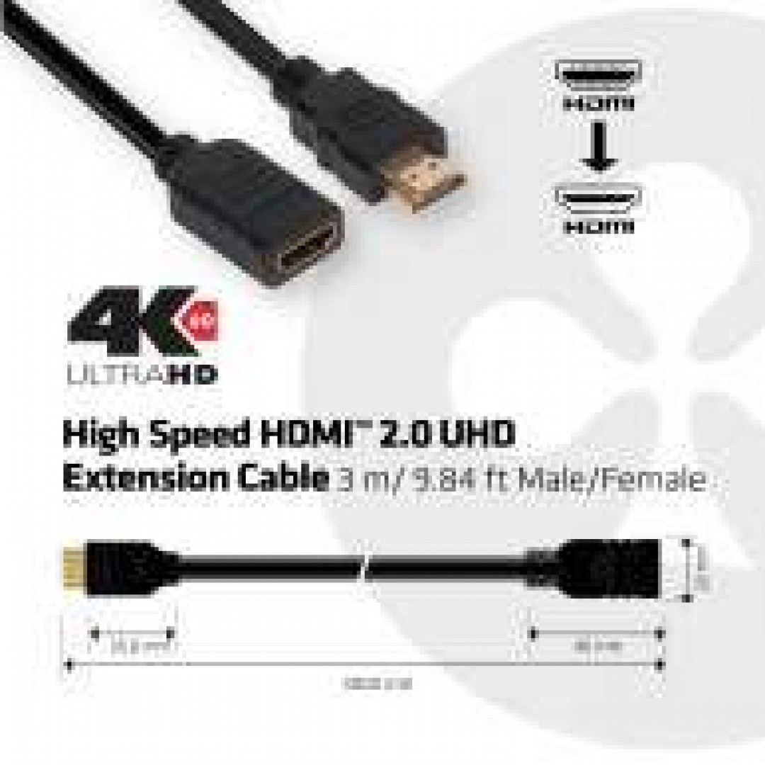 CLUB3D CAC-1321 HDMI UZATMA KABLOSU 3M ERKEK/DİŞİ