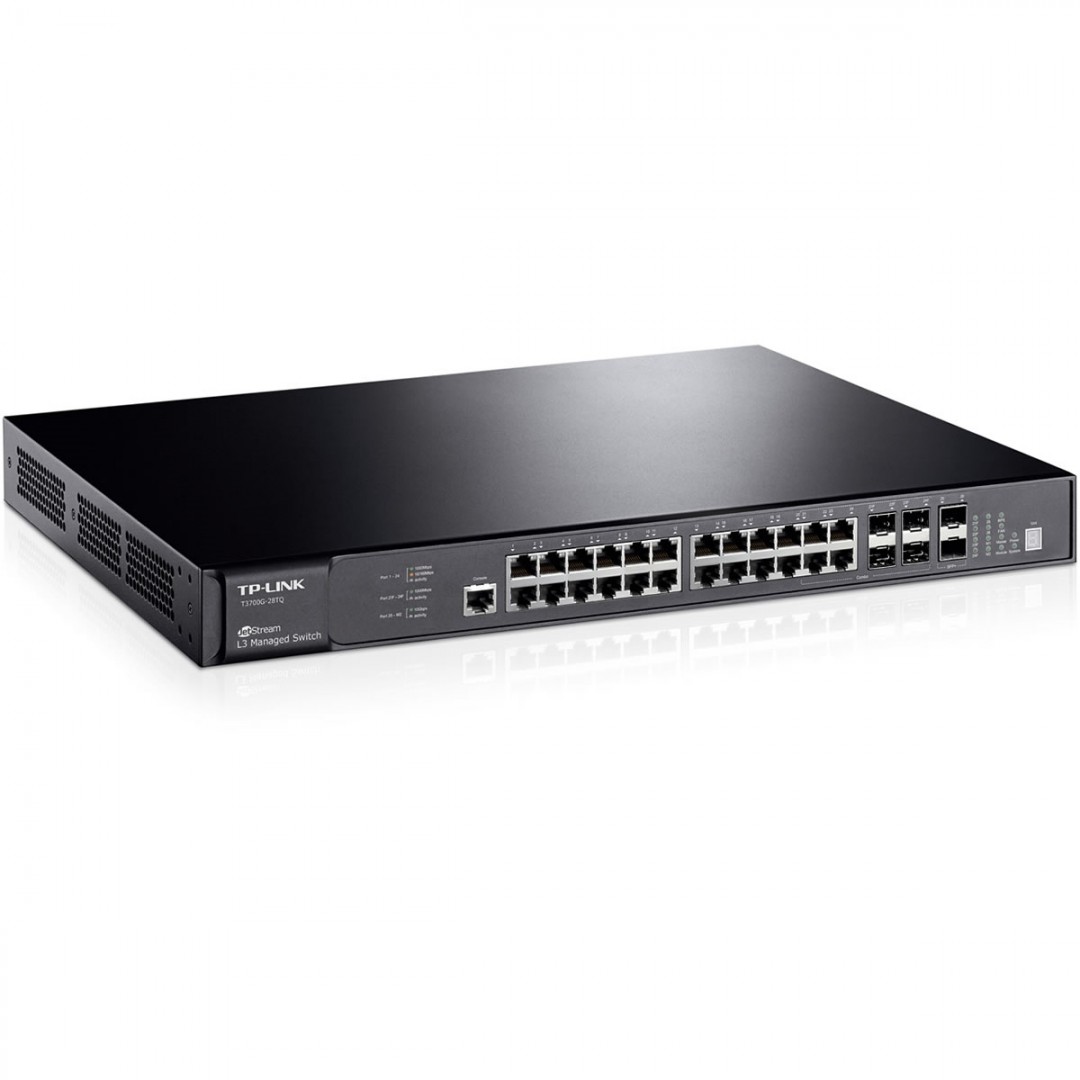 TP-LINK 28port Gigabit  T3700G-28TQ JETSTREAM 2x SFP (2x 10G SFP)  L3 Yönetilebilir Switch