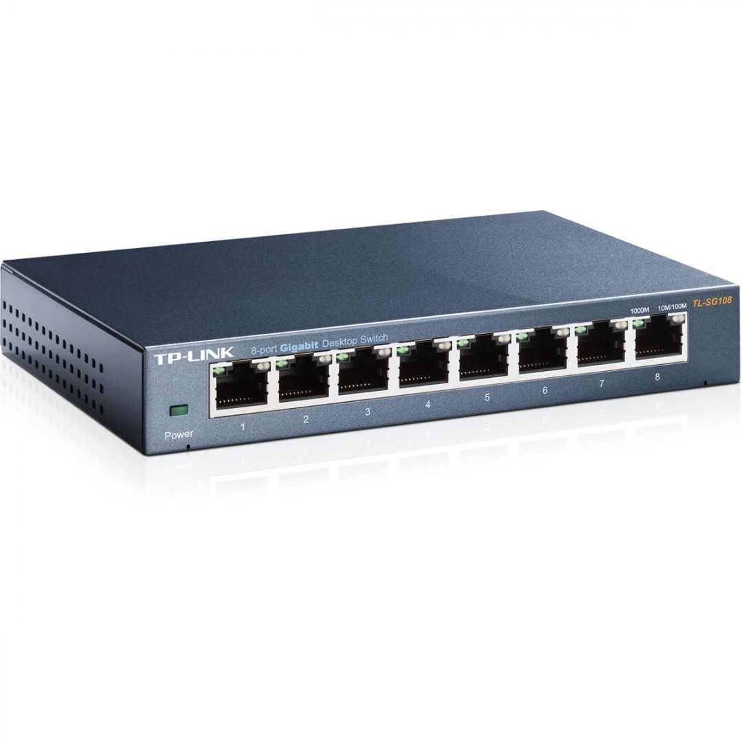 TP-LINK 8port TL-SG108 Gigabit Yönetilemez Switch Desktop Çelik Kasa