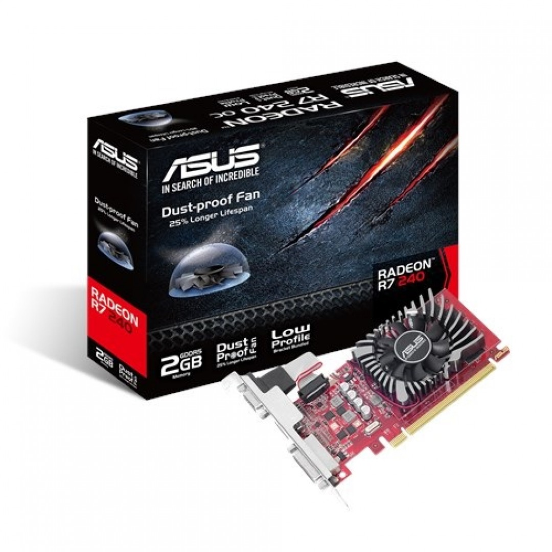 ASUS R7 240 2GB 2GD5-L DDR5 128bit HDMI DVI PCIe 16X v3.0 Low Profile