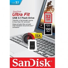 32GB SANDISK USB 3.1 Ultra Fit SDCZ430-032G-G46 128bit AES Şifrelemeli 130mb/s Siyah Taşınabilir Bellek