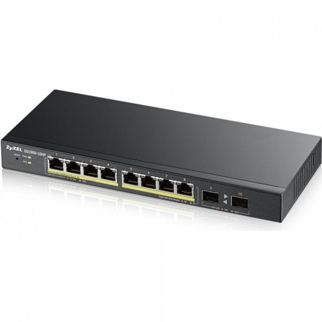 ZyXEL 8port 77w FULL PoE GS1900-10HP GIGABIT 2X SFP Yönetilebilir Switch Desktop