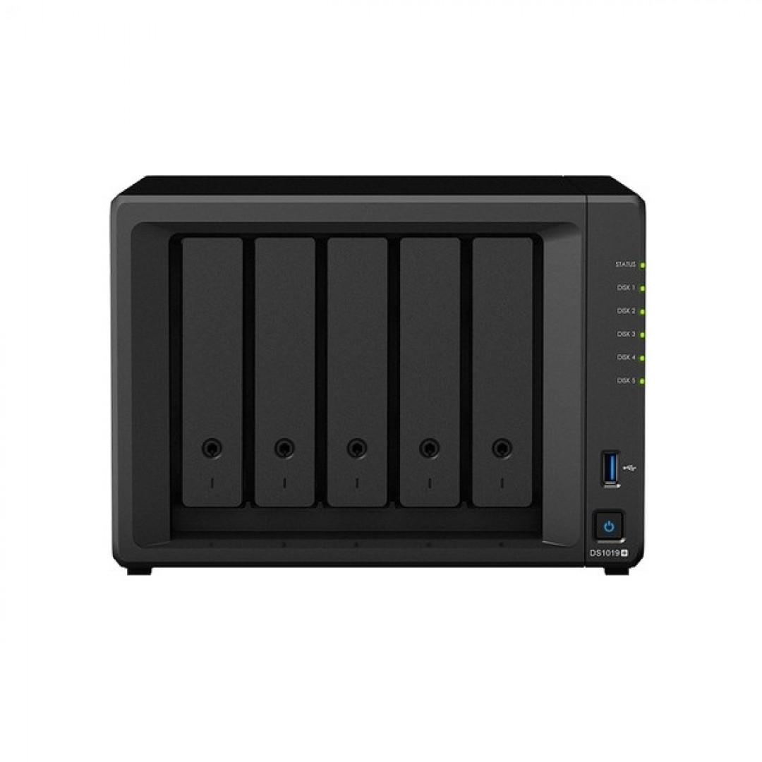 SYNOLOGY 5x DS1019+(Plus) Celeron QC 1.5ghz 8gb 4x Glan 2x eSATA USB 3.0 Raid Nas Server (Disksiz) (70tb Kapasite)