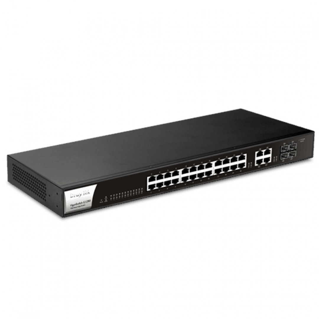 DRAYTEK 24port VIGOR G1280 GIGABIT 4X SFP Yönetilebilir Swicth RackMount