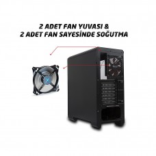 RAMPAGE POWERSIZ Pulsar V1 GAMING MID-TOWER KASA SİYAH