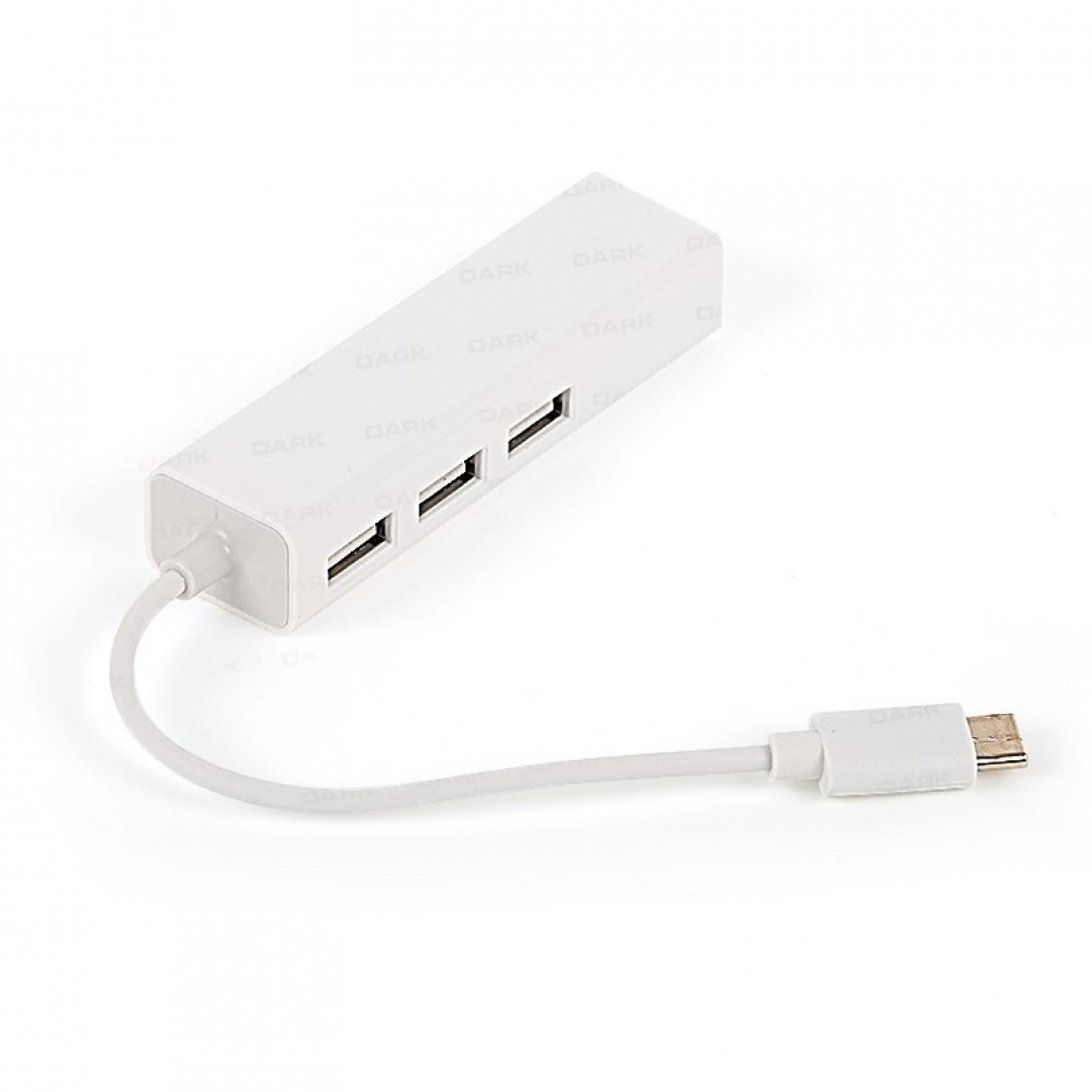 Dark USB3.1 Type-C - 3xUSB2.0 HUB+ 10/100 Ethernet Dönüştürücü