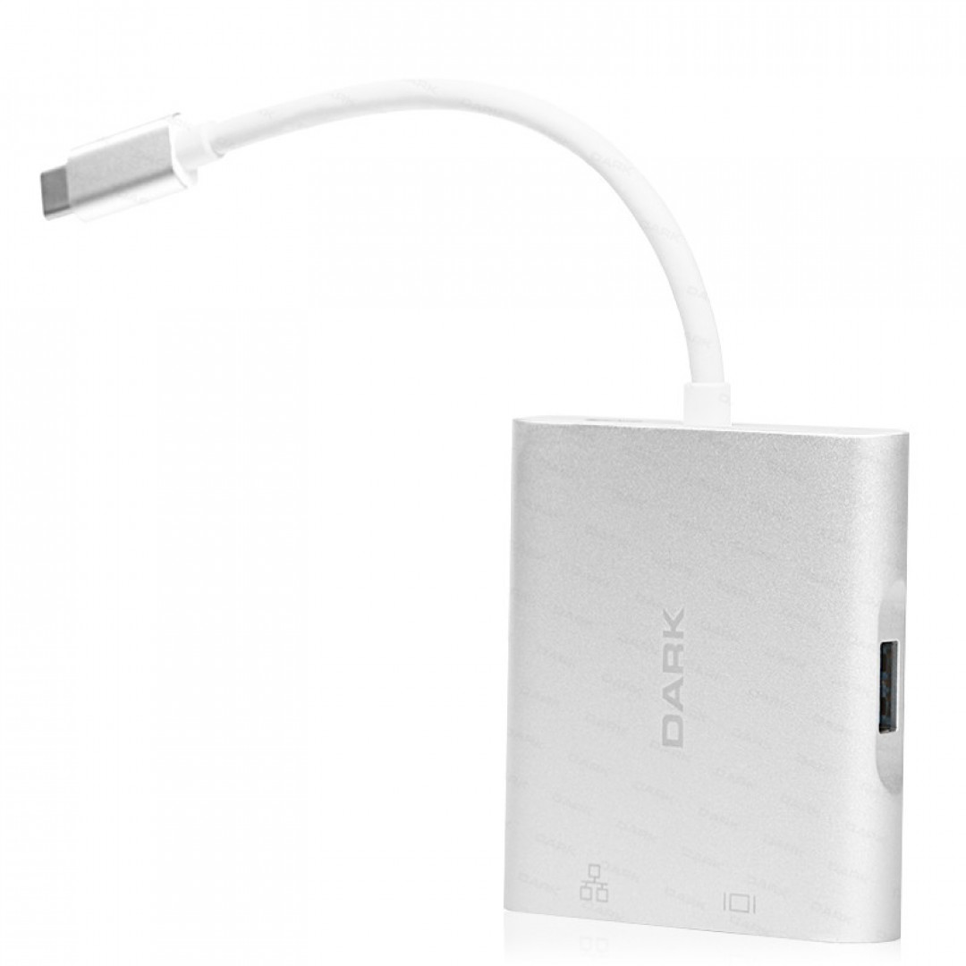 Dark 4in1 USB3.1 Type C Erkek - USB 3.0 / HDMI  / Erhernet / USB 3.1 Type C Şarj Dönüştürücü