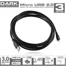 Dark 3m Micro USB 2.0 Kablosu DK-CB-USB2MICROL300