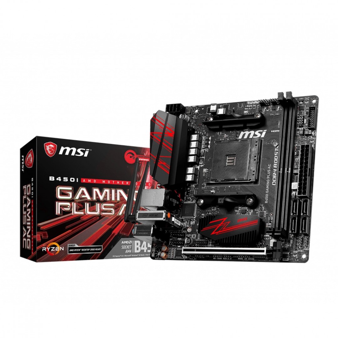 MSI B450 B450I GAMING PLUS AC DDR4 SATA3 M2 PCIe NVME HDMI DP WİFİ-BLT PCIe 16X v3.0 AM4 mITX