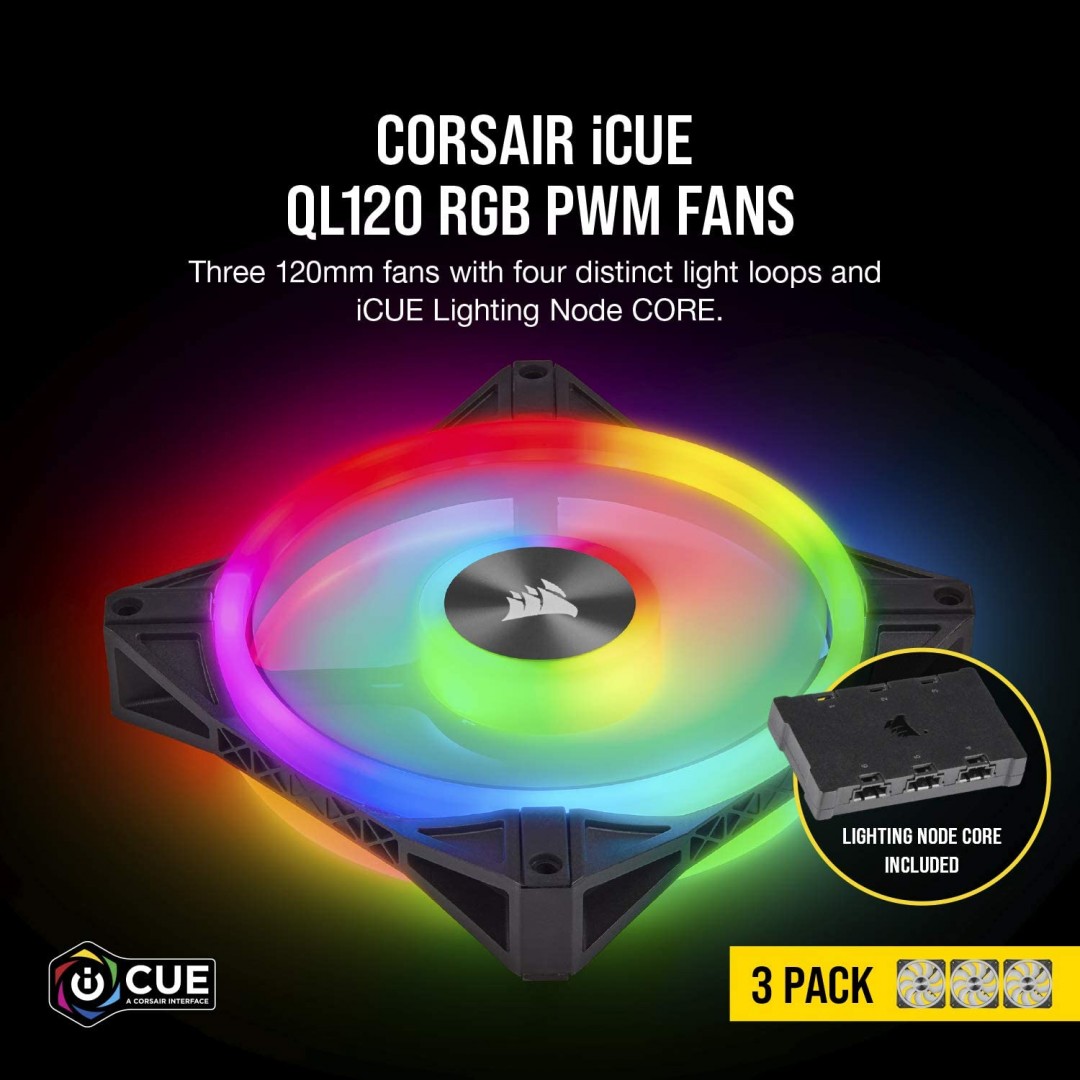 CORSAIR 12CM iCUE QL120 CO-9050098-WW RGB KASA FANI 3-LÜ SET