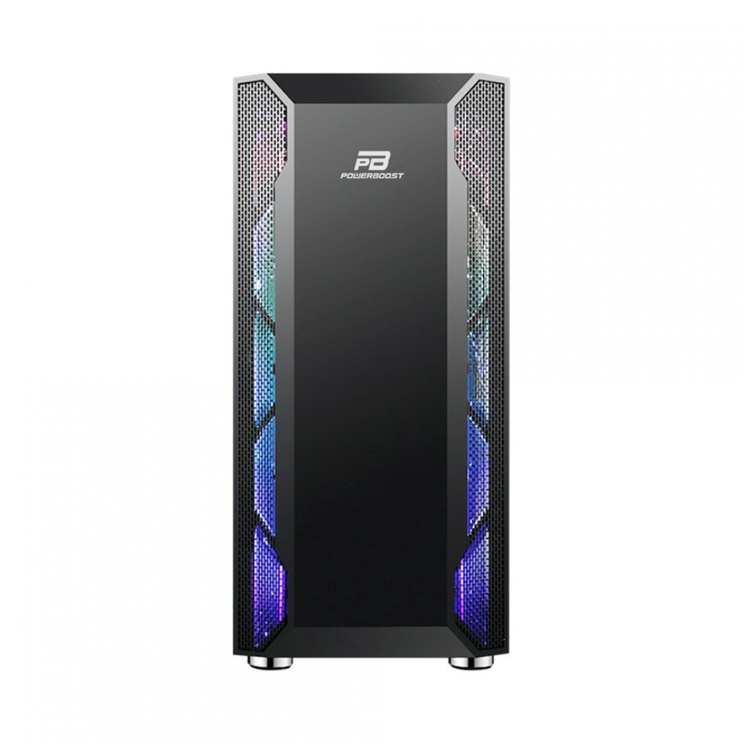 PowerBoost VK-G3701B 550w 80+ USB 3.0 ATX, ARGB Fan, Mesh+Stirp siyah Kasa