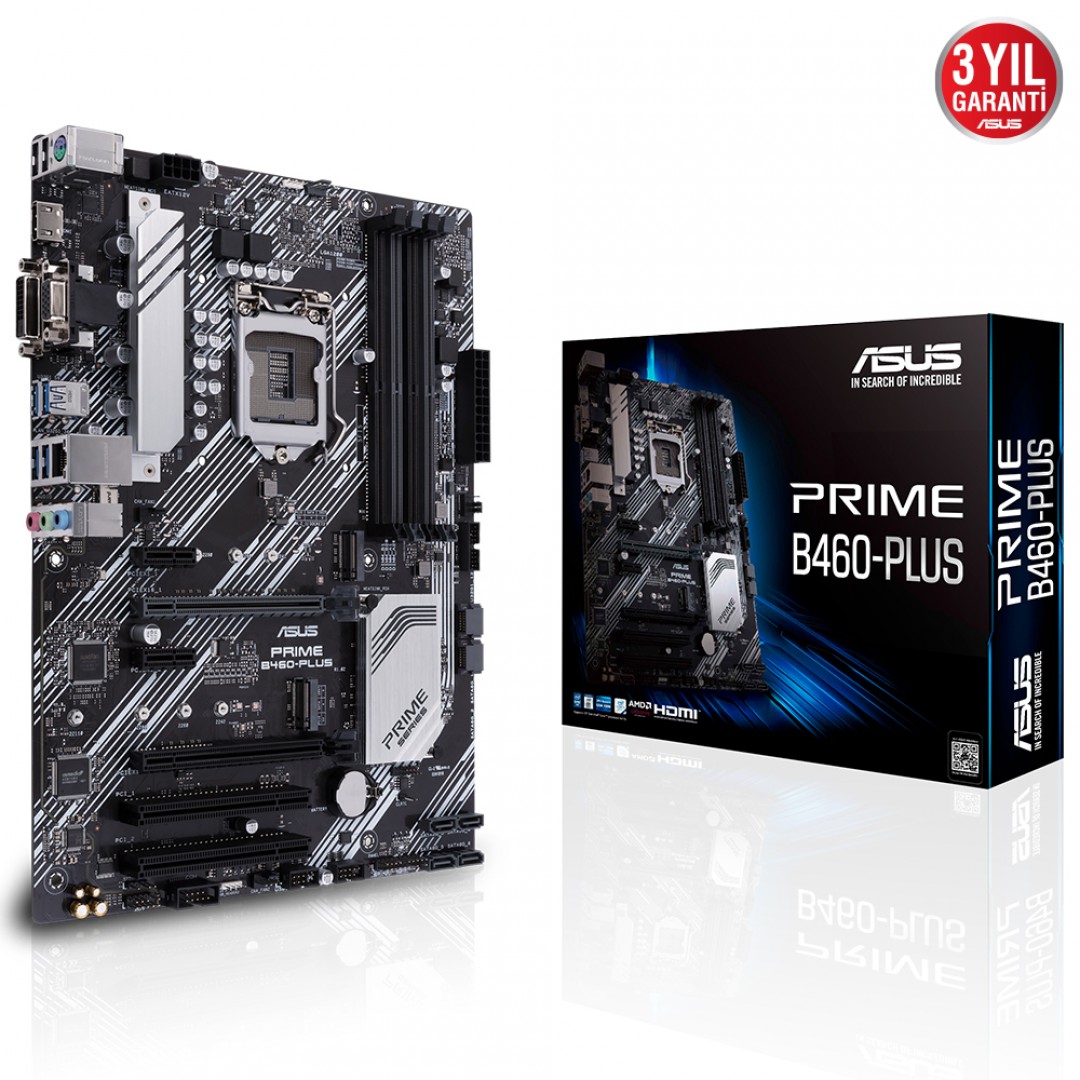 ASUS PRIME B460-PLUS DDR4 SATA3 M2 PCIe NVME HDMI DVI PCIe 16X v3.0 1200p ATX