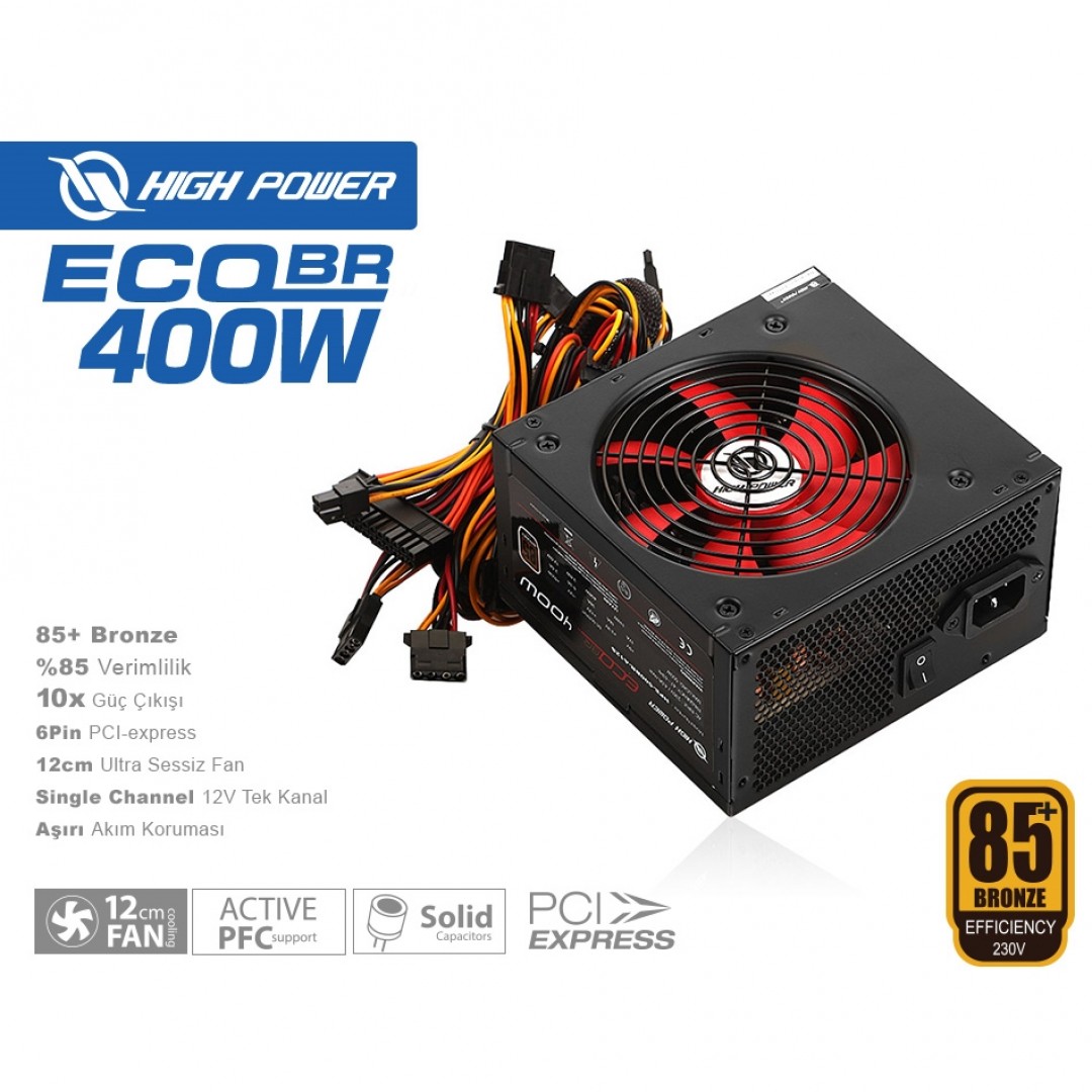 HIGH POWER 400W 80+ ECO Bronze HPE-400BR-A12S 12CM FANLI APFC POWER SUPPLY