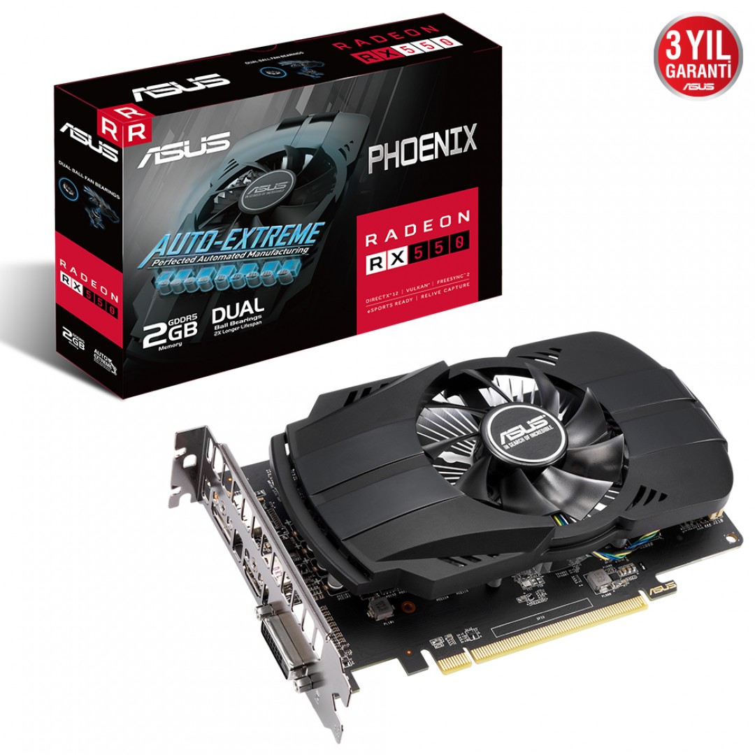 ASUS RX550 2GB PH-RX550-2G-EVO GDDR5 128bit HDMI DVI DP PCIe 16X v3.0