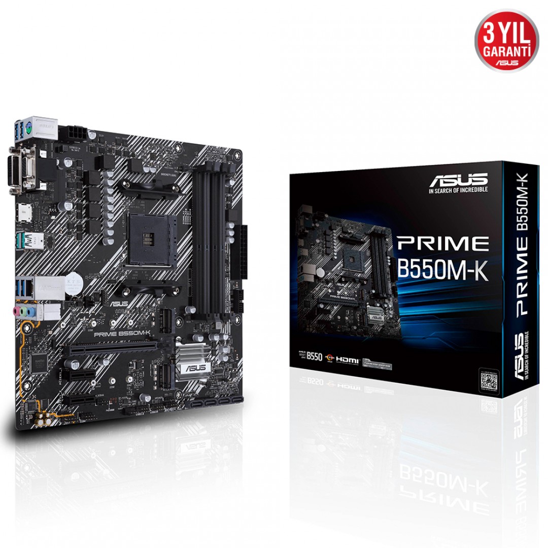 ASUS PRIME B550M-K DDR4 SATA3 M2 PCIe NVME HDMI DVI PCIe 16X v4.0 AM4 mATX