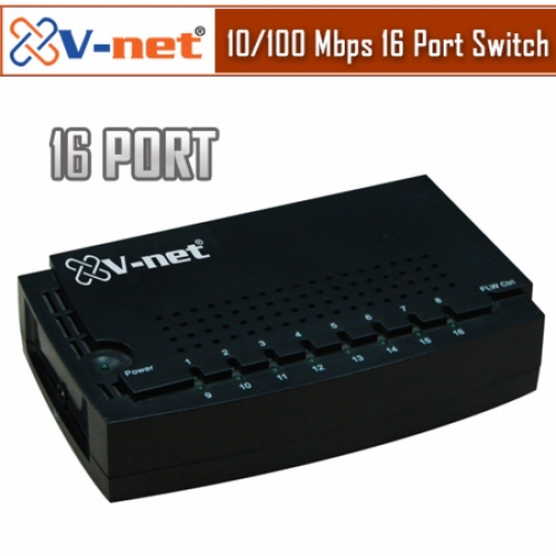 V-net 16port NVS-0116-PB 10/100 Yönetilemez Switch Masaüstü