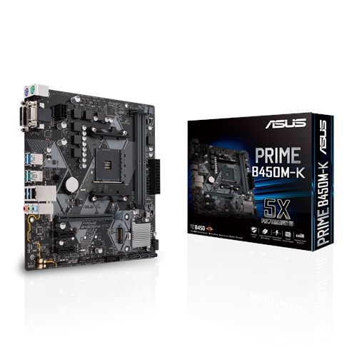 ASUS PRIME B450M-K DDR4 SATA3 M2 PCIe NVME DVI PCIe 16X v3.0 AM4 mATX