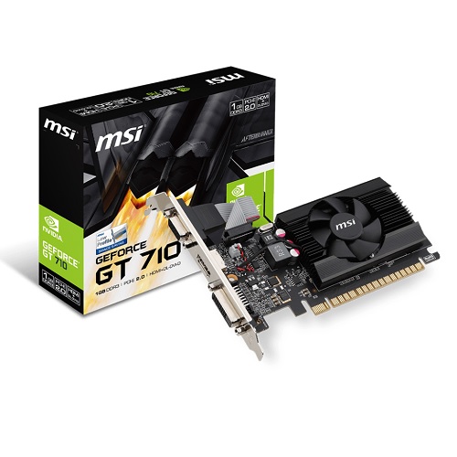 MSI 1gb GT710 1GD3-LP DDR3 64bit HDMI DVI 16X (PCIe 2.0) 19w 250w 1.6ghz 678 (PassMark Puanı) Fansız