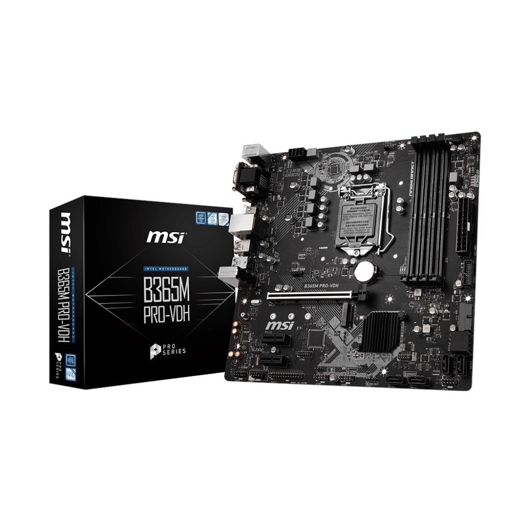 MSI B365 B365M PRO-VDH DDR4 SATA3 M2 PCIe NVME HDMI DVI SERI-PARALEL PORT PCIe16X v3.0 1151p v2 mATX