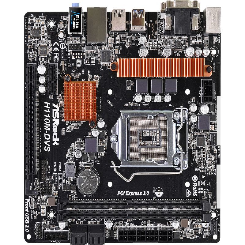 ASROCK H110  H110M-DVS-R3 DDR4 SATA3 DVI PCIe 16x v3.0 1151p mATX