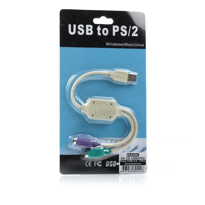 Dark DK-CB-USB2PS2 USB 2.0 - PS/2 Dönüştürücü