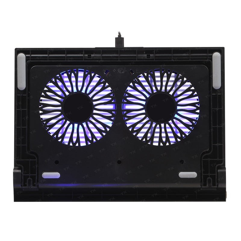 TX 2x12cm Mavi LED Fanlı, 5x Ayarlı, 11-17" Uyumlu, Fan Kontrolcülü Alüminyum Notebook Soğutucusu