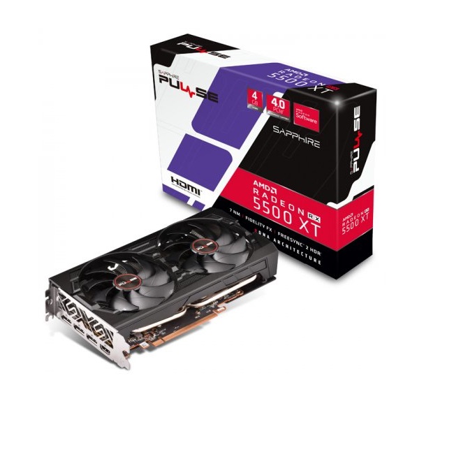 SAPPHIRE RX5500XT 4GB PULSE 11295-03-20G GDDR6 128bit HDMI 3X DP PCIe 16X v3.0