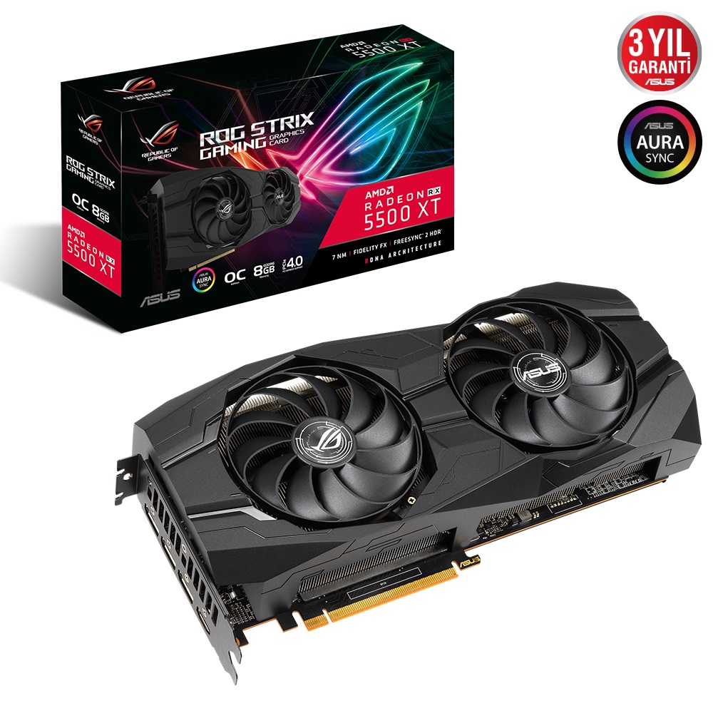 ASUS RX5500XT 6GB ROG STRIX RX5500XT-O8G-GAMING GDDR6 128bit HDMI DP PCIe 16X v4.0