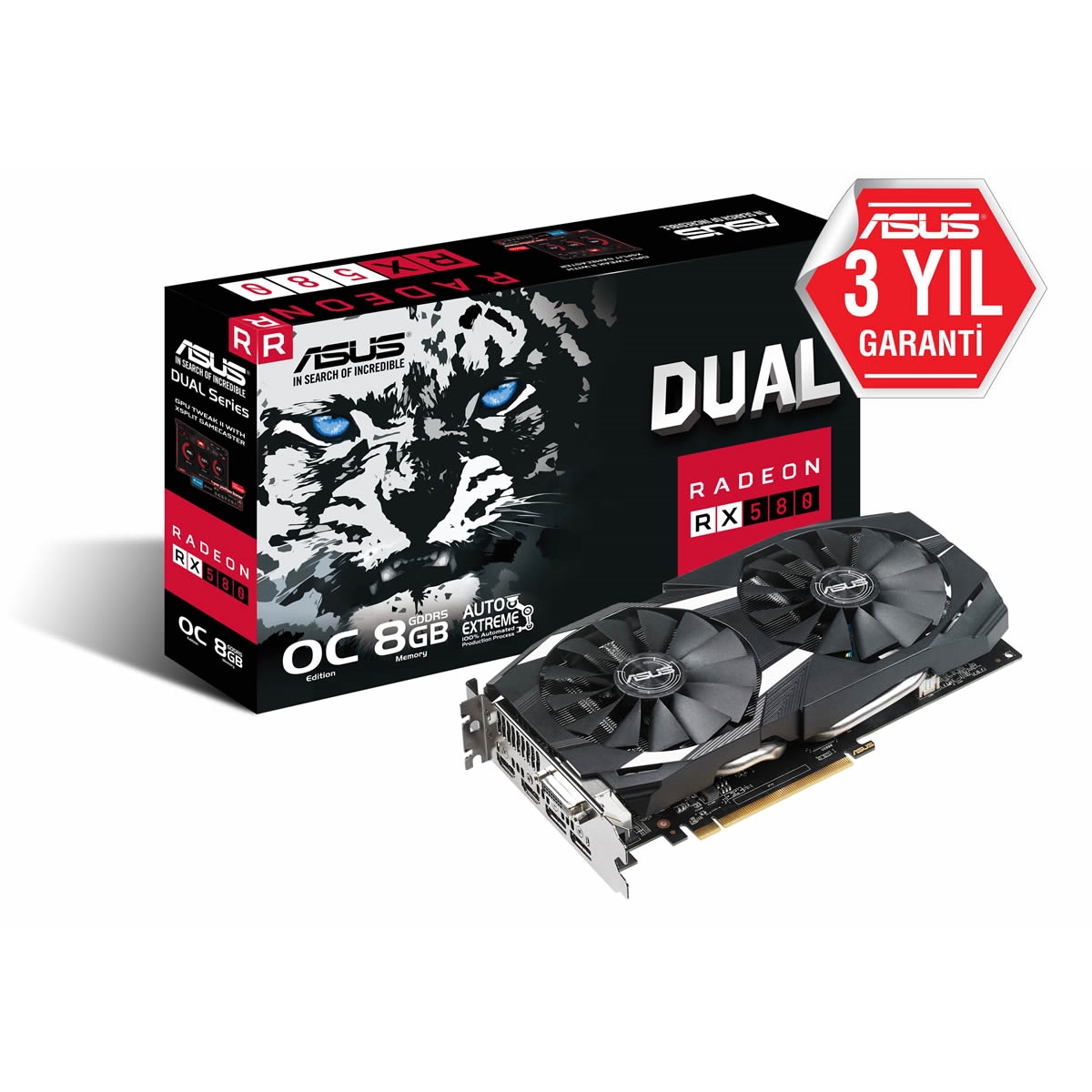 ASUS RX580 8GB AREZ DUAL RX580-O8G DDR5 256bit 2x HDMI DP PCIe 16X v3.0