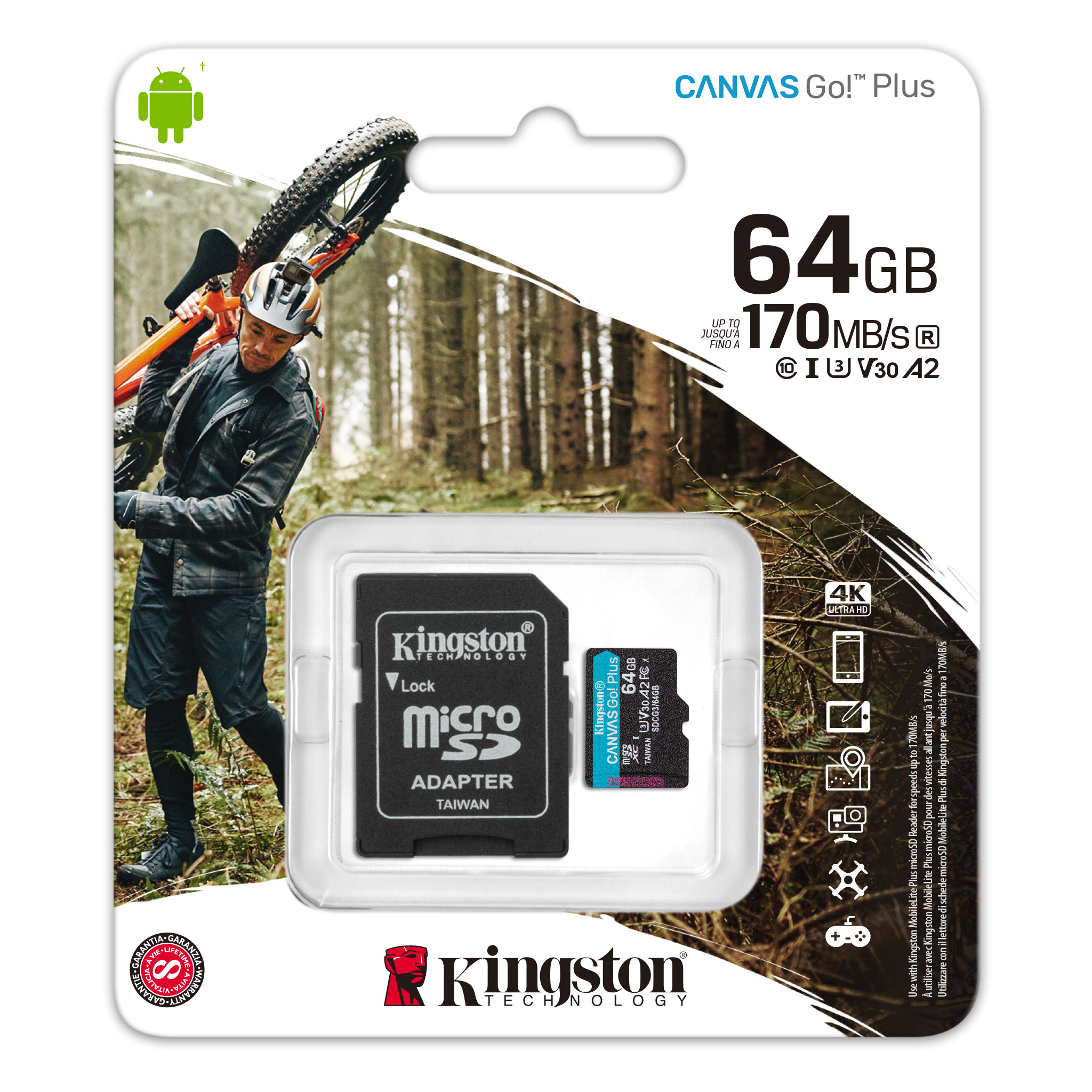 KINGSTON 64GB mSD Canvas Go+ Hafıza Kartı SDCG3/64GB