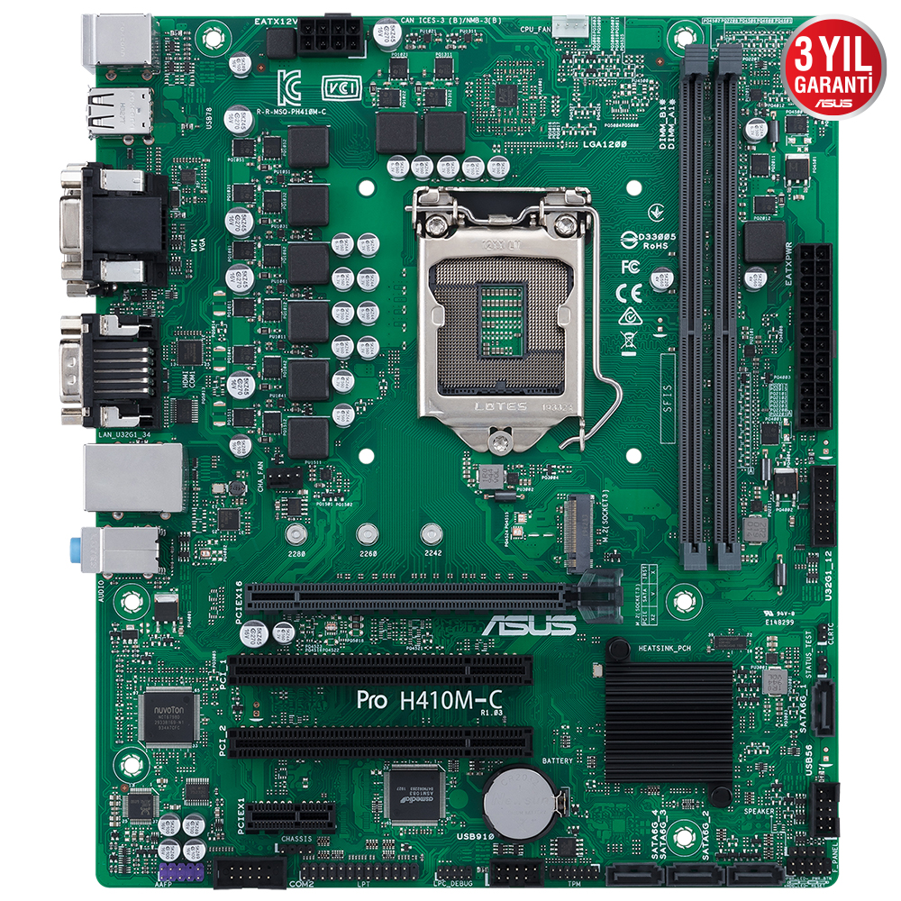 ASUS PRO H410M-C/CSM-SI DDR4 SATA3 M2 PCIe NVME HDMI DVI PCIe 16X v3.0 1200p mATX