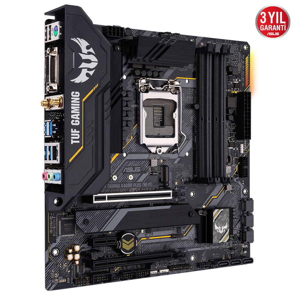 ASUS TUF B460M-PLUS GAMING (WI-FI) DDR4 SATA3 M2 PCIe NVME HDMI DP PCIe 16X v3.0 1200p mATX