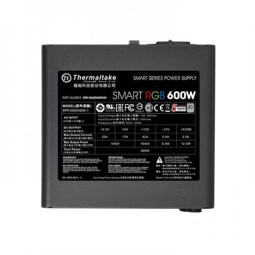 THERMALTAKE 600W 80+ SMART RGB SPR-0600NHSAWE 12CM FANLI APFC POWER SUPPLY